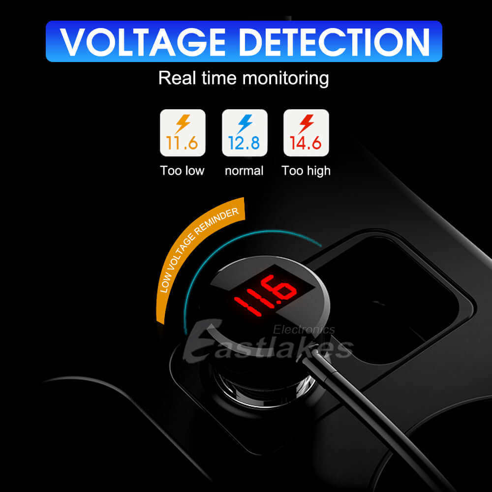 3 Way Car Cigarette Lighter Socket Splitter with Dual USB Ports - Eastlakes Electronics